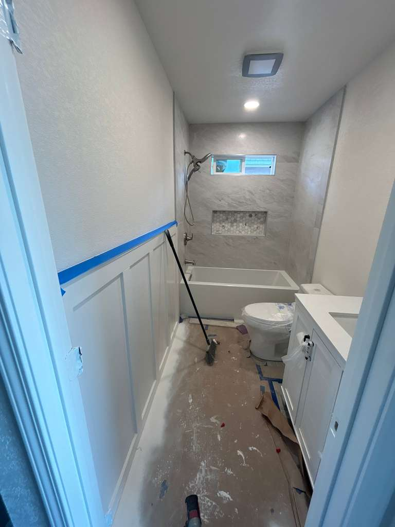 Wainscoting bathroom remodel in progress Bay Area